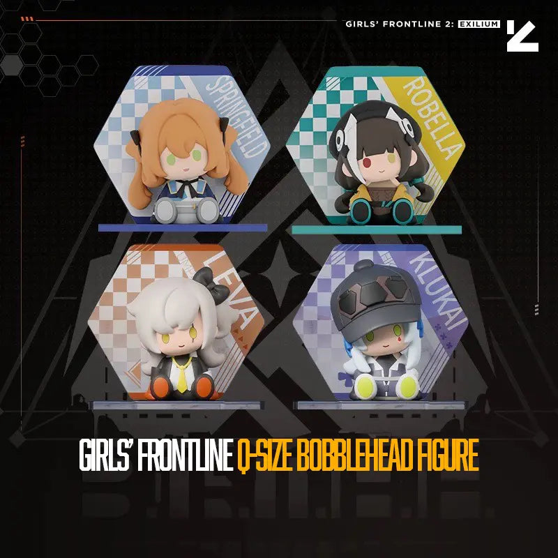 Luminous⭐Merch Girls' Frontline Girls' Frontline - Q Size Leva (UMP45) Klukai (HK416) Robella (RO635) Springfield (M1903) Bobblehead Figure [PRE-ORDER] Non-scale Figures