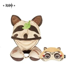 Luminous⭐Merch miHoYo Genshin Impact - Bake-Danuki (Tanuki) Eye Mask & Neck Rest Pillow with Hoodie Plush Toys