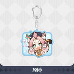 Load image into Gallery viewer, Genshin Impact - Emoji Glitter Acrylic Keychain Charms
