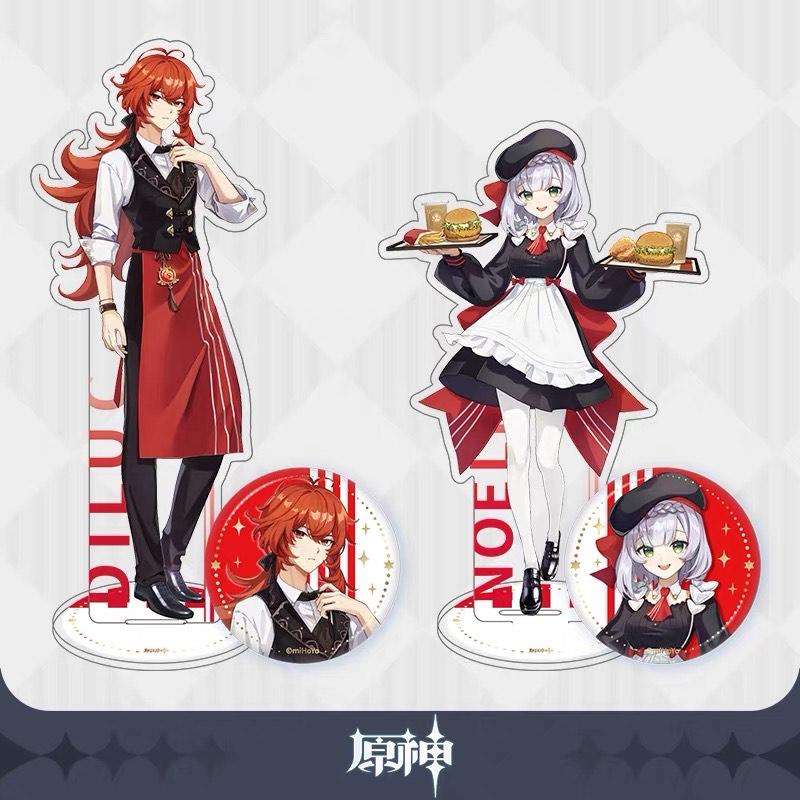 Genshin Impact x KFC: Diluc & Noelle Fast Food Collaboration Acrylic Stand & Can Badge