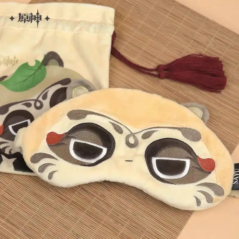 Luminous⭐Merch miHoYo Genshin Impact - Bake-Danuki (Tanuki) Eye Mask & Headrest Plush Set Plush Toys
