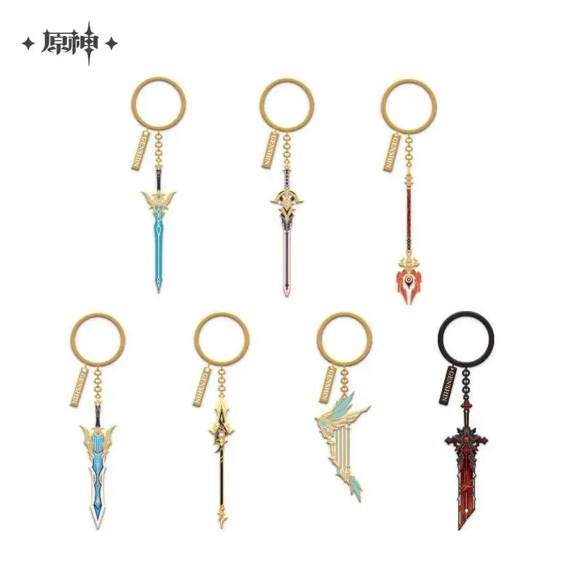 Luminous⭐Merch miHoYo Genshin Impact - Character Weapon Metal Keychain (Venti, Diluc, Eula, Zhongli, Childe) Keychains