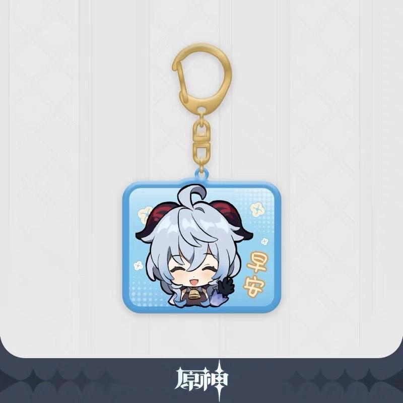 Luminous⭐Merch miHoYo Genshin Impact - Emoji Glitter Acrylic Keychain Charms Keychains