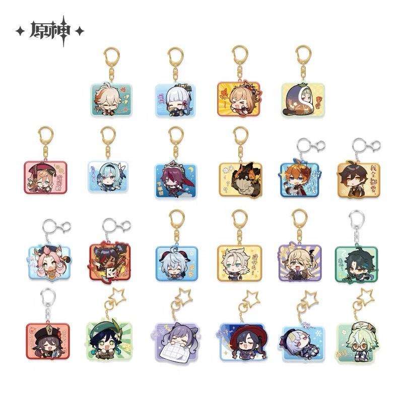 Luminous⭐Merch miHoYo Genshin Impact - Emoji Glitter Acrylic Keychain Charms Keychains