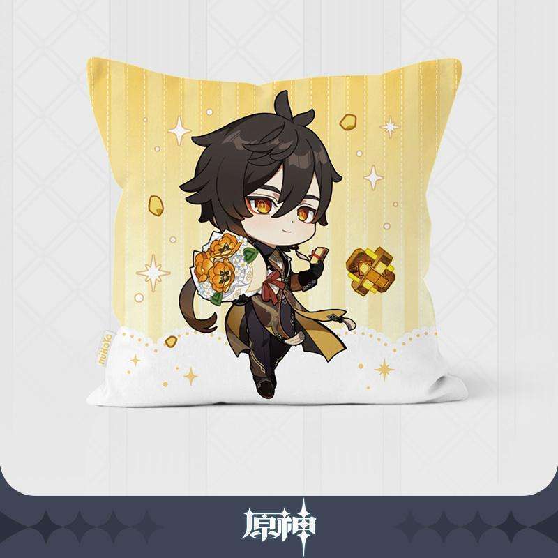 Genshin Impact Pillow, 2-in-1 Acrylic Keychain/Stand and Can Badge Collection (Zhongli)