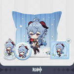Load image into Gallery viewer, Genshin Impact Pillow, 2-in-1 Acrylic Keychain/Stand and Can Badge Collection (Zhongli)
