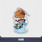 Load image into Gallery viewer, Genshin Impact Pillow, 2-in-1 Acrylic Keychain/Stand and Can Badge Collection (Zhongli)
